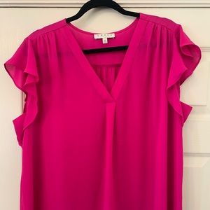 Chaus Hot Pink Flutter Sleeve Shirt Size 1X